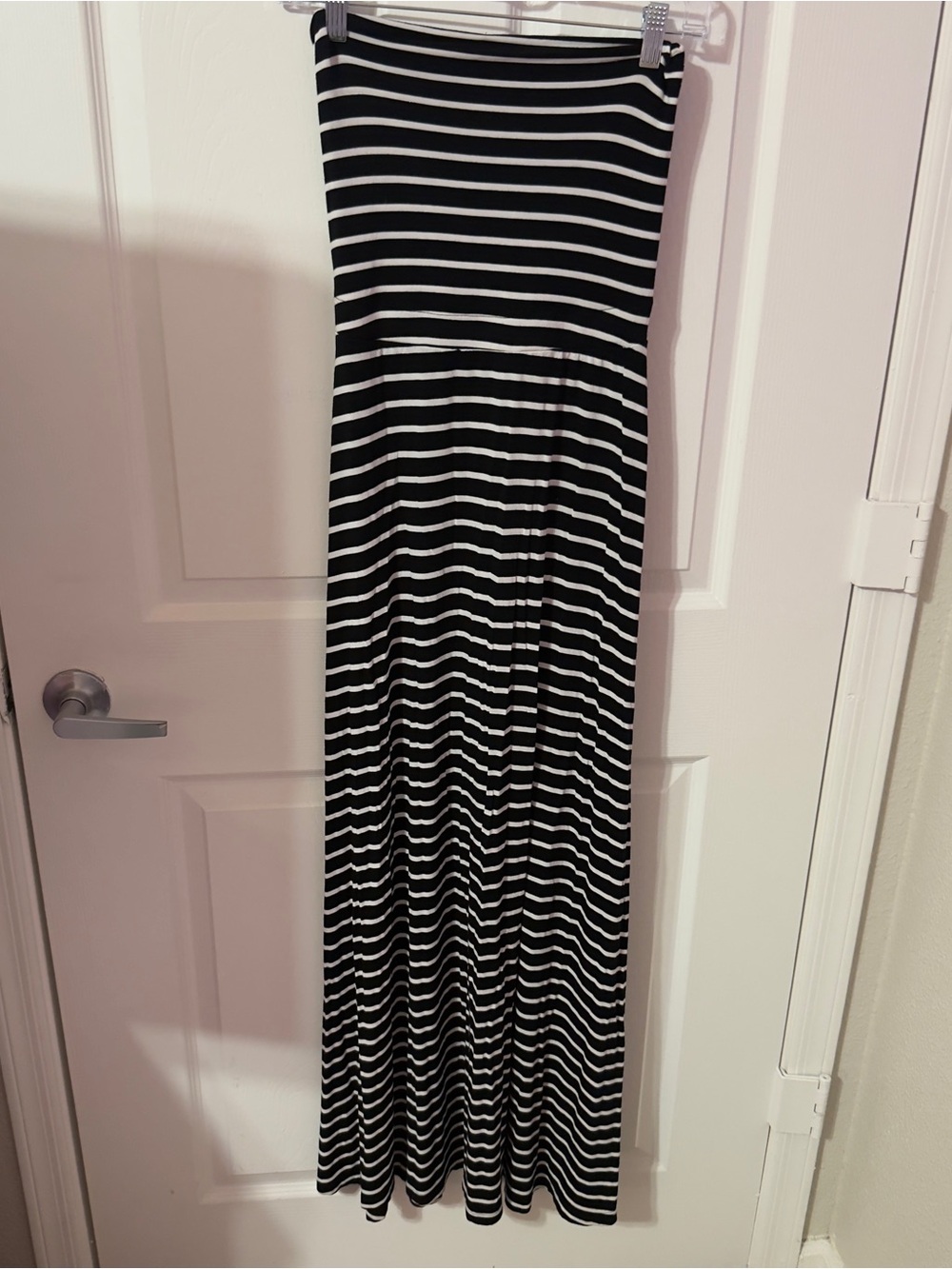 Soma Black and White Strapless Stripe Maxi